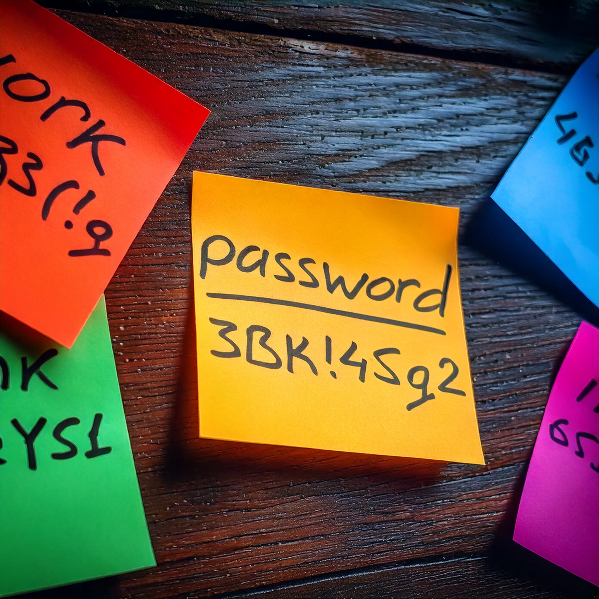 Firefly multi color post it stamps with passwords written on them 65722